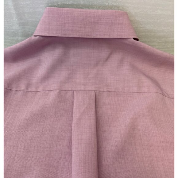 Leo Chevalier Dress Shirt Mens Pink Micro Polyester 16 1/2 (32/33) Long Sleeve - Picture 8 of 9
